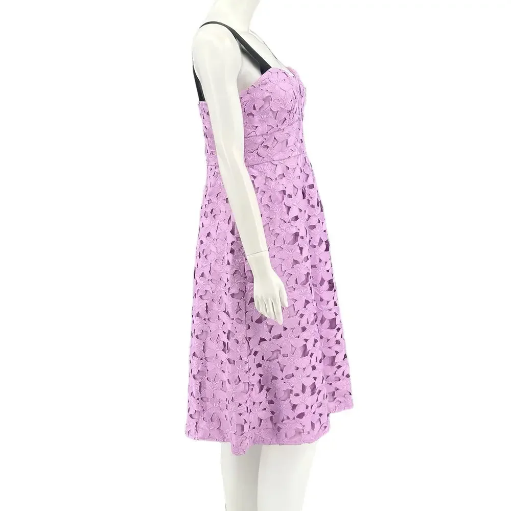 J Crew Dress Women 6 Violet Lilac Sleeveless Sweetheart Midi Lace Romantic Fairy